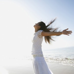 Woman feeling joyful and free.